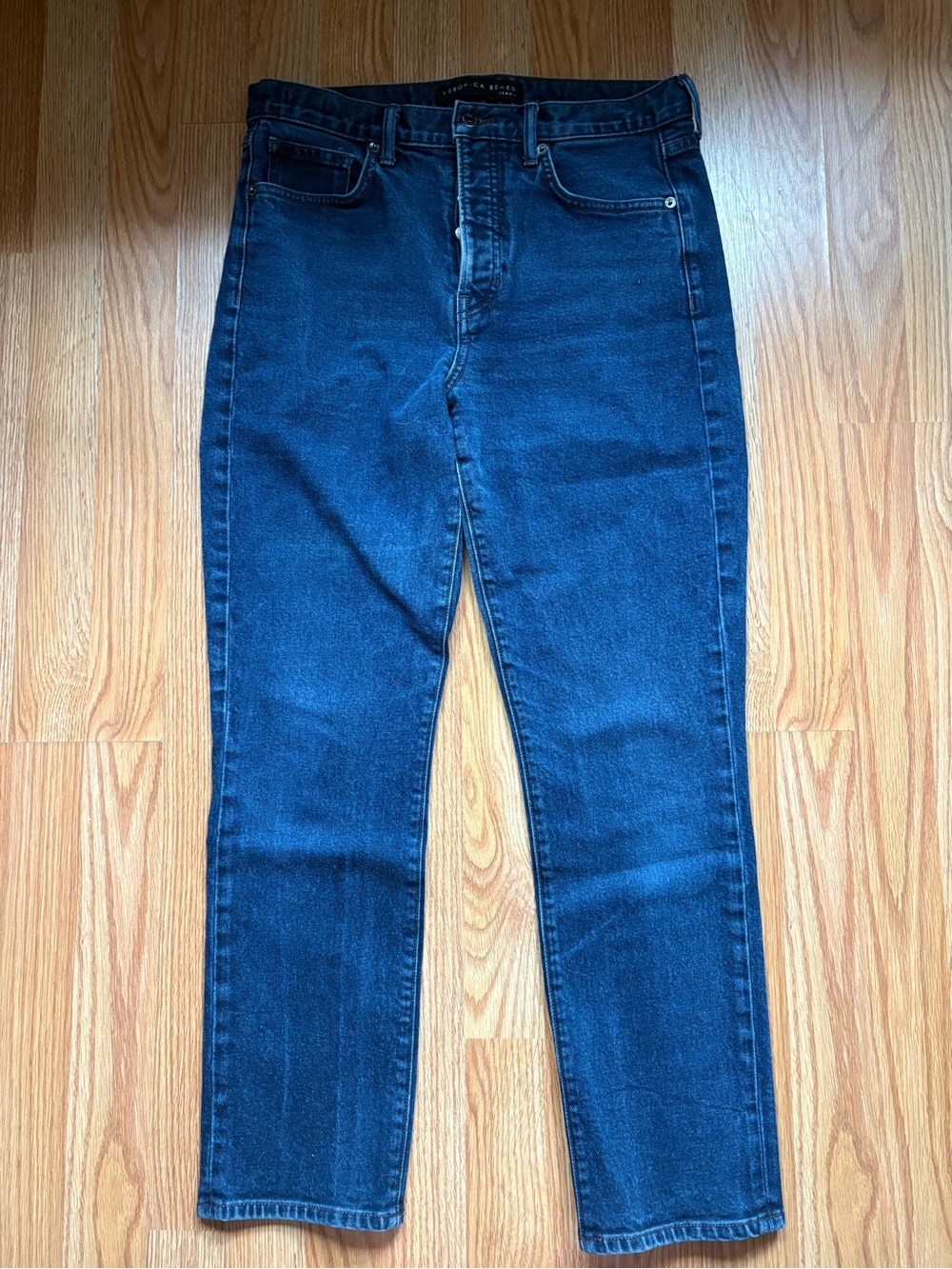 Veronica Beard Ryleigh Slim Straight High Rise Button Fly Jeans Dark Night 29 8